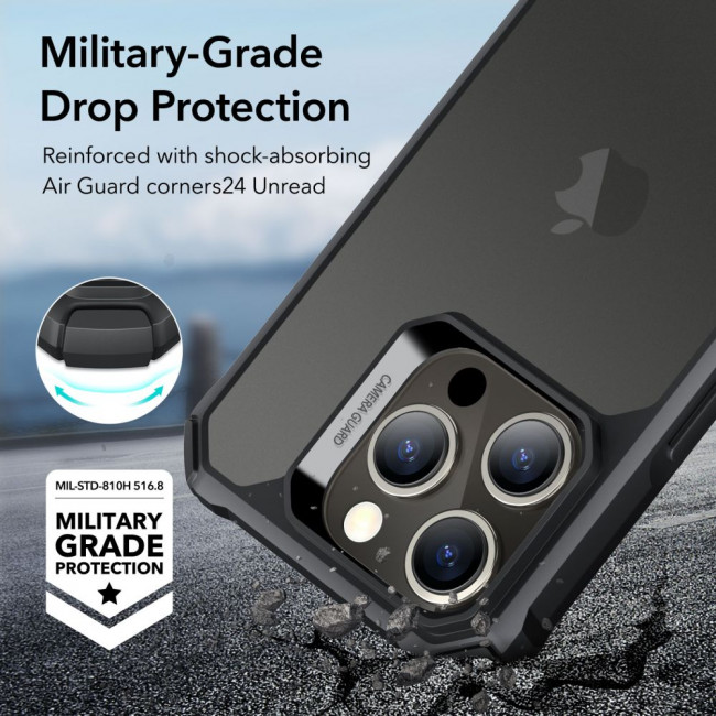 ESR iPhone 15 Pro Air Armor Σκληρή Θήκη με Πλαίσιο Σιλικόνης - Ημιδιάφανη / Frosted Black