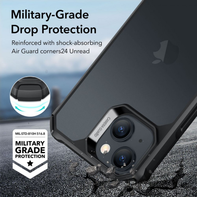 ESR iPhone 15 Air Armor Σκληρή Θήκη με Πλαίσιο Σιλικόνης - Ημιδιάφανη / Frosted Black