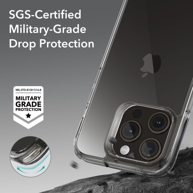 ESR iPhone 15 Pro Max Ice Shield Θήκη με Πλαίσιο Σιλικόνης και Όψη Γυαλιού Tempered Glass - Διάφανη