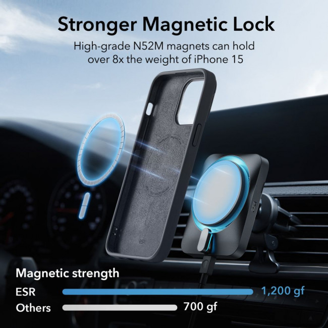 ESR iPhone 15 Cloud Kickstand Halolock MagSafe Σκληρή Θήκη με Πλαίσιο Σιλικόνης και Stand - Black