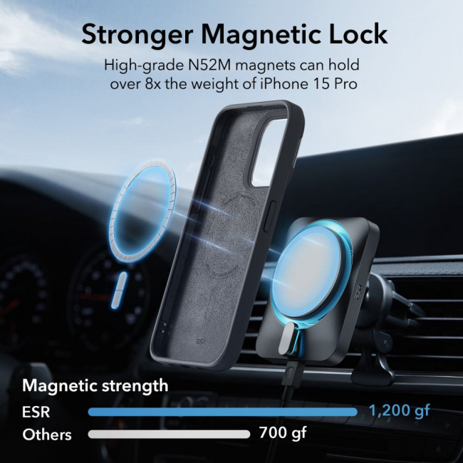 ESR iPhone 15 Pro Cloud Kickstand Halolock MagSafe Σκληρή Θήκη με Πλαίσιο Σιλικόνης και Stand - Black