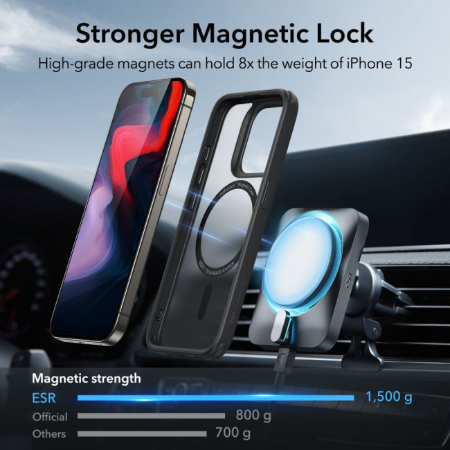 ESR iPhone 15 Pro Max Classic Hybrid Halolock Σκληρή Θήκη με Πλαίσιο Σιλικόνης και MagSafe - Frosted Black