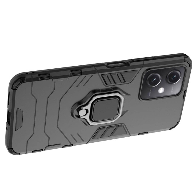 OEM Xiaomi Redmi Note 12 5G / Poco X5 5G Rugged Armor Σκληρή Θήκη Υψηλής Προστασίας με Πλαίσιο Σιλικόνης και Δαχτυλίδι Συγκράτησης - Black