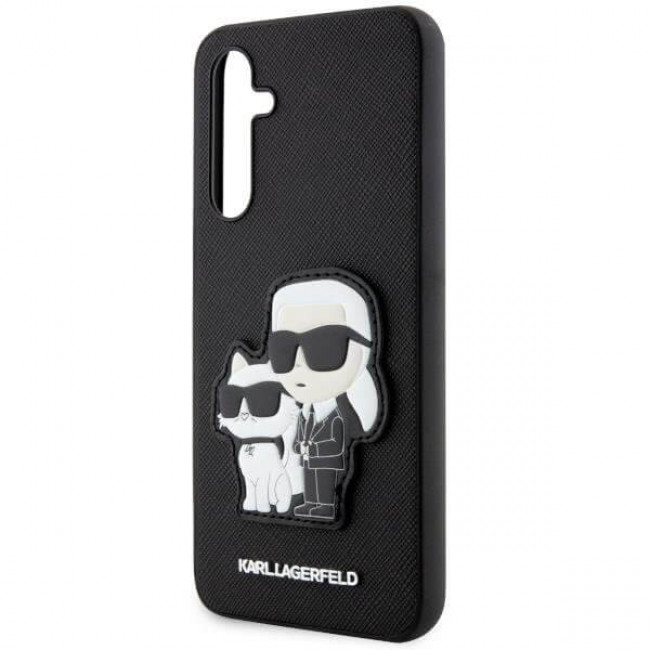 Karl Lagerfeld Samsung Galaxy A34 5G - Saffiano Karl and Choupette Body Σκληρή Θήκη με Επένδυση Συνθετικού Δέρματος και Πλαίσιο Σιλικόνης - Black - KLHCA34SANKCPK