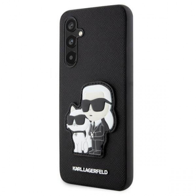 Karl Lagerfeld Samsung Galaxy A34 5G - Saffiano Karl and Choupette Body Σκληρή Θήκη με Επένδυση Συνθετικού Δέρματος και Πλαίσιο Σιλικόνης - Black - KLHCA34SANKCPK