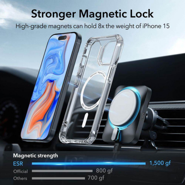 ESR iPhone 15 Air Armor Halolock Σκληρή Θήκη με Πλαίσιο Σιλικόνης και MagSafe - Διάφανη