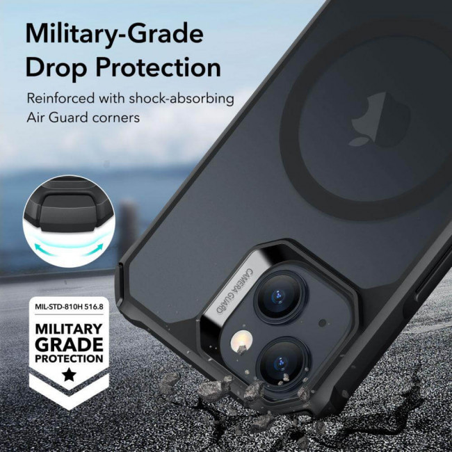 ESR iPhone 15 Air Armor Halolock Σκληρή Θήκη με Πλαίσιο Σιλικόνης και MagSafe - Frosted Black