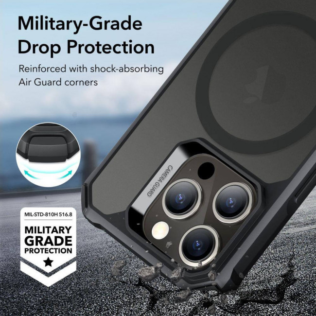 ESR iPhone 15 Pro Max Air Armor Halolock Σκληρή Θήκη με Πλαίσιο Σιλικόνης και MagSafe - Frosted Black