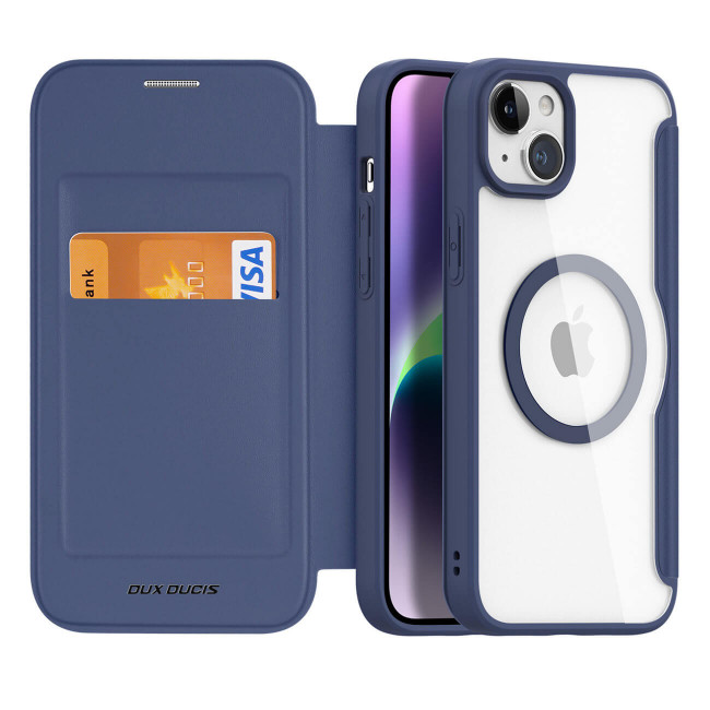 Dux Ducis iPhone 15 Plus Skin X Pro Magnetic Flip Case Θήκη Βιβλίο με MagSafe - Blue