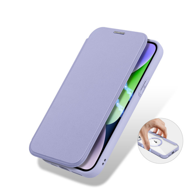 Dux Ducis iPhone 15 Plus Skin X Pro Magnetic Flip Case Θήκη Βιβλίο με MagSafe - Purple