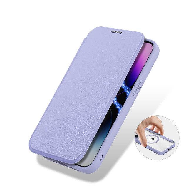 Dux Ducis iPhone 15 Pro Max Skin X Pro Magnetic Flip Case Θήκη Βιβλίο με MagSafe - Purple