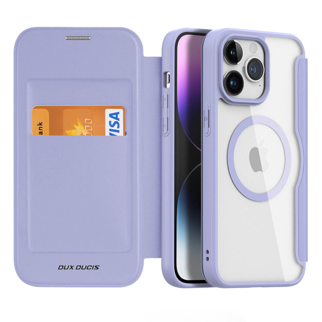 Dux Ducis iPhone 15 Pro Max Skin X Pro Magnetic Flip Case Θήκη Βιβλίο με MagSafe - Purple