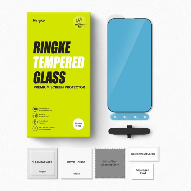 Ringke iPhone 15 Pro TG Case Friendly Full Screen Tempered Glass 9H Αντιχαρακτικό Γυαλί Οθόνης - Black