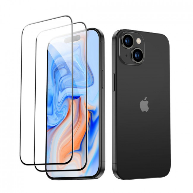 ESR iPhone 15 Plus Full Screen Tempered Glass 9H Αντιχαρακτικό Γυαλί Οθόνης - 2 Τεμα΄χια - Black