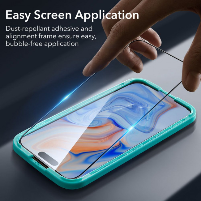 ESR iPhone 15 Full Screen Tempered Glass 9H Αντιχαρακτικό Γυαλί Οθόνης - 2 Τεμάχια - Black