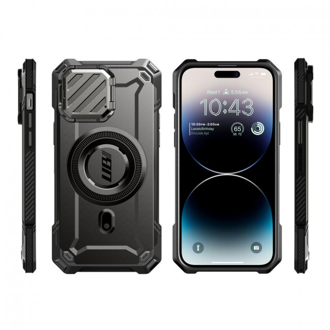 Supcase iPhone 15 UB XT Mag Σκληρή Θήκη με Ανοιγόμενο Κάλυμμα Κάμερας / Stand και Magsafe - Black