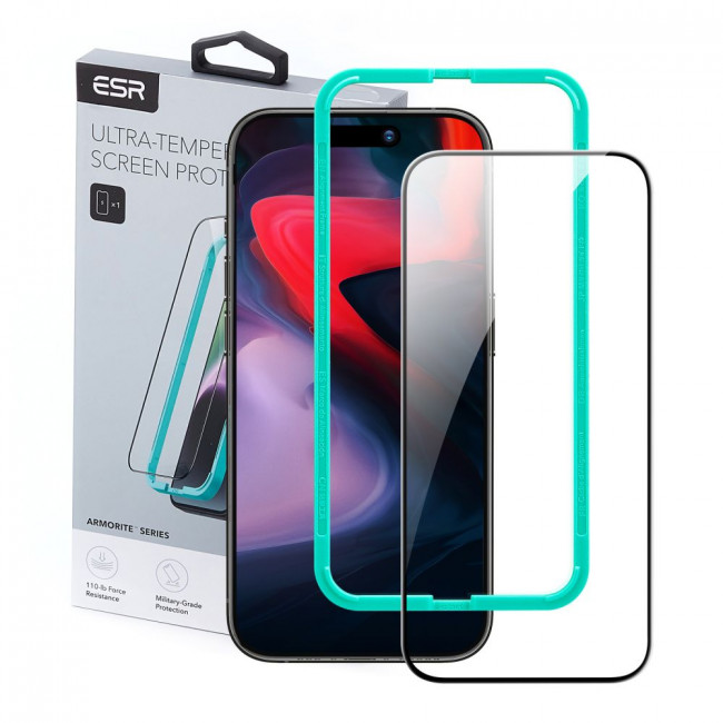 ESR iPhone 15 Pro Max Armorite 2.5D 9H Full Screen Tempered Glass Αντιχαρακτικό Γυαλί Οθόνης - Black