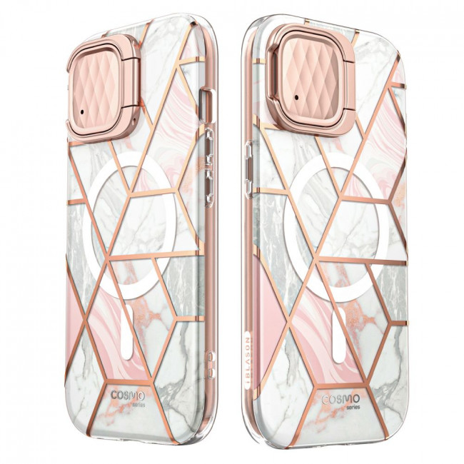 i-Blason iPhone 15 Cosmo Mag Σκληρή Θήκη με Προστασία Οθόνης / Κάμερας και Magsafe - Marble