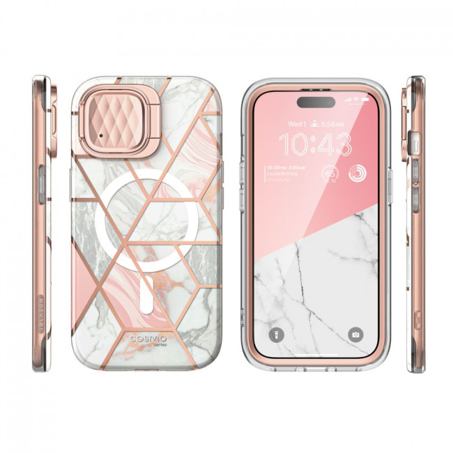 i-Blason iPhone 15 Cosmo Mag Σκληρή Θήκη με Προστασία Οθόνης / Κάμερας και Magsafe - Marble