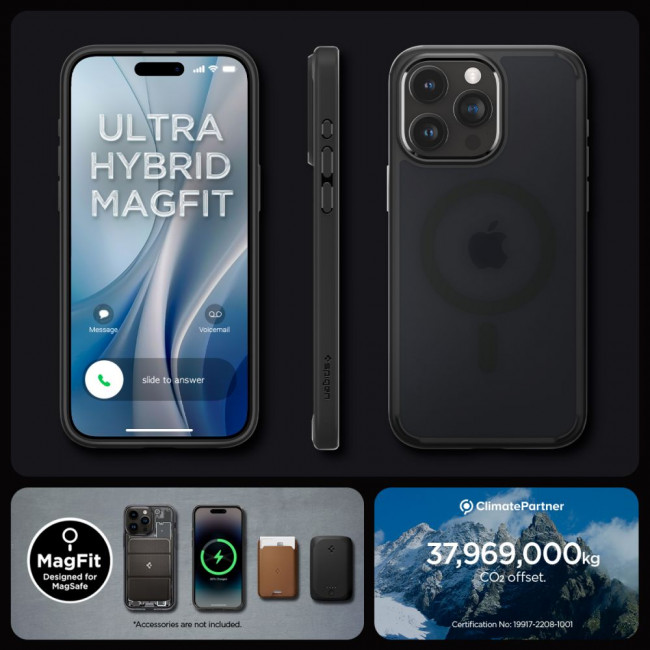 Spigen iPhone 15 Pro Ultra Hybrid Mag Σκληρή Θήκη με Πλαίσιο Σιλικόνης Και MagSafe - Frost Black