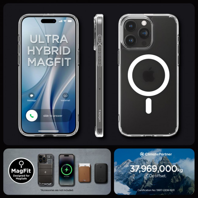 Spigen iPhone 15 Pro Ultra Hybrid Mag Σκληρή Θήκη με Πλαίσιο Σιλικόνης Και MagSafe - Frost Clear