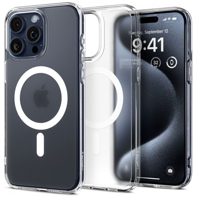 Spigen iPhone 15 Pro Ultra Hybrid Mag Σκληρή Θήκη με Πλαίσιο Σιλικόνης Και MagSafe - Frost Clear