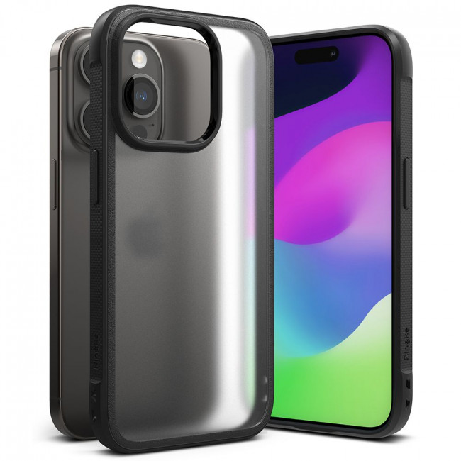 Ringke iPhone 15 Pro Fusion Bold Σκληρή Θήκη με Πλαίσιο Σιλικόνης - Matte Black / Ημιδιάφανη