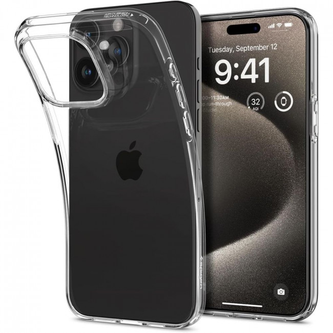 Spigen iPhone 15 Pro Max Liquid Crystal Θήκη Σιλικόνης - Crystal Clear