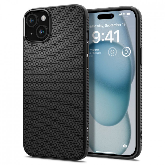 Spigen iPhone 15 Liquid Air Θήκη Σιλικόνης - Matte Black