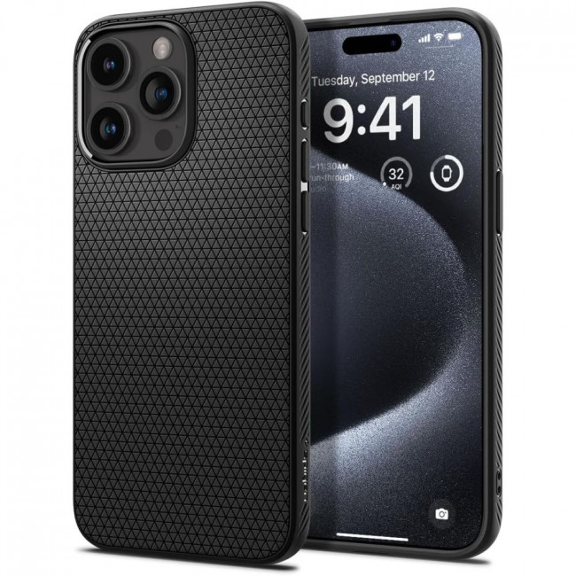 Spigen iPhone 15 Pro Liquid Air Θήκη Σιλικόνης - Matte Black