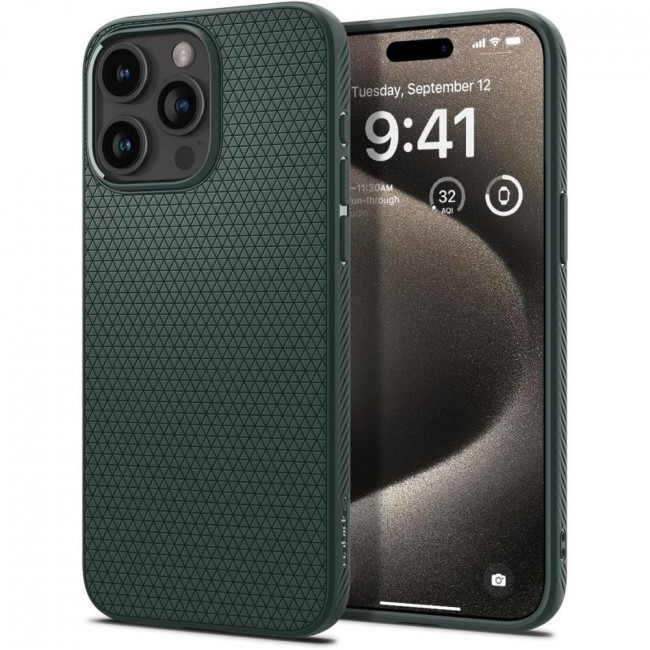 Spigen iPhone 15 Pro Max Liquid Air Θήκη Σιλικόνης - Abyss Green