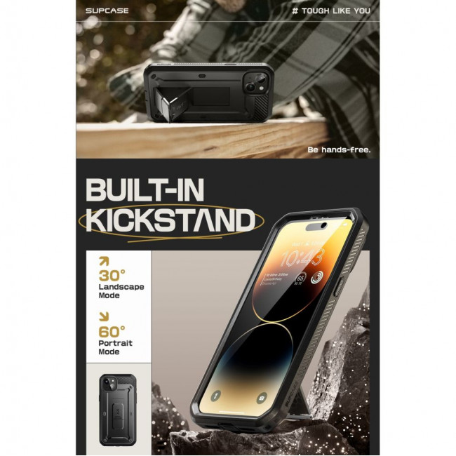 Supcase iPhone 15 Plus Unicorn Beetle Pro Σκληρή Θήκη με Προστασία Οθόνης και Stand - Black