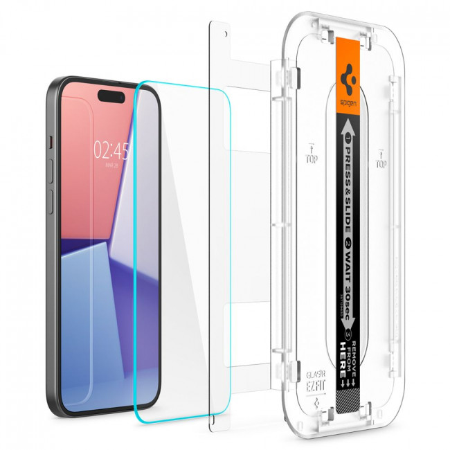 Spigen iPhone 15 / iPhone 16 Glas.TR EZ Fit 0.2mm 2.5D 9H Tempered Glass Αντιχαρακτικό Γυαλί Οθόνης - Clear - AGL06907