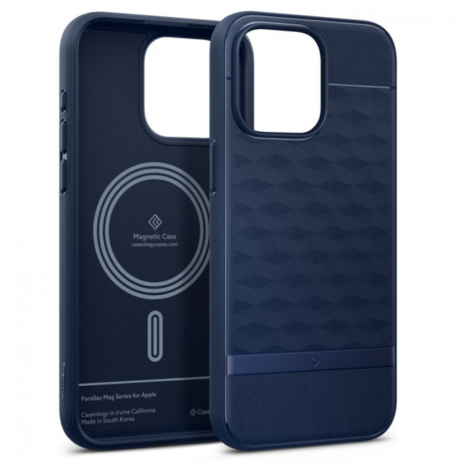 Caseology iPhone 15 Pro Max Parallax Mag Θήκη Σιλικόνης με Σκληρό Πλαίσιο και MagSafe - Midnight Blue