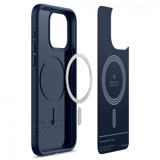 Caseology iPhone 15 Pro Max Parallax Mag Θήκη Σιλικόνης με Σκληρό Πλαίσιο και MagSafe - Midnight Blue