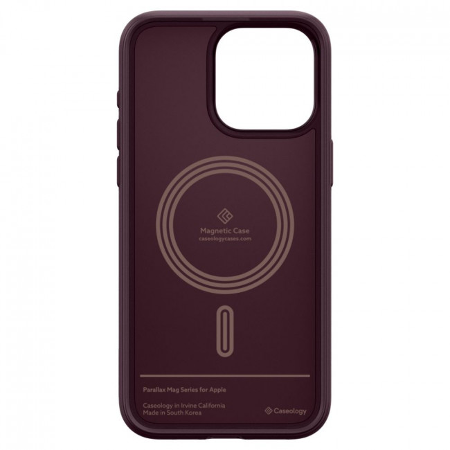 Caseology iPhone 15 Pro Parallax Mag Θήκη Σιλικόνης με Σκληρό Πλαίσιο και MagSafe - Burgundy