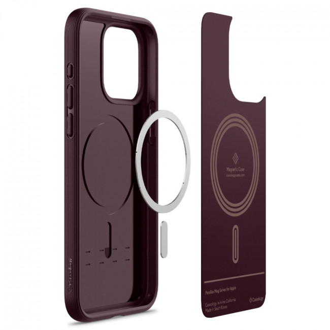 Caseology iPhone 15 Pro Parallax Mag Θήκη Σιλικόνης με Σκληρό Πλαίσιο και MagSafe - Burgundy