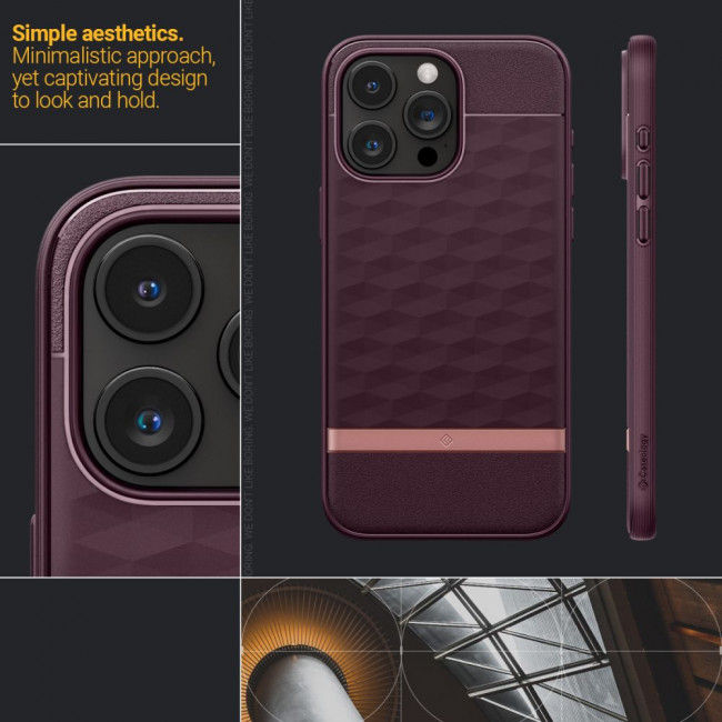 Caseology iPhone 15 Pro Parallax Mag Θήκη Σιλικόνης με Σκληρό Πλαίσιο και MagSafe - Burgundy