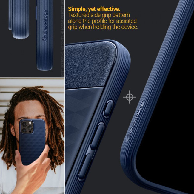 Caseology iPhone 15 Pro Parallax Mag Θήκη Σιλικόνης με Σκληρό Πλαίσιο και MagSafe - Midnight Blue