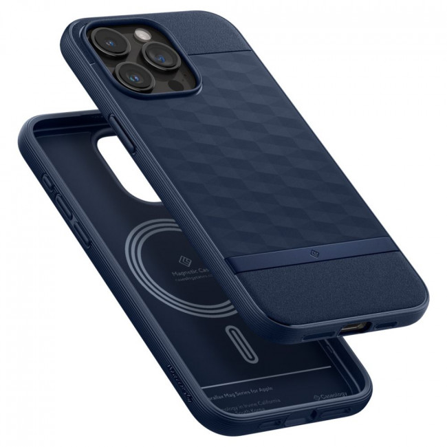 Caseology iPhone 15 Pro Parallax Mag Θήκη Σιλικόνης με Σκληρό Πλαίσιο και MagSafe - Midnight Blue