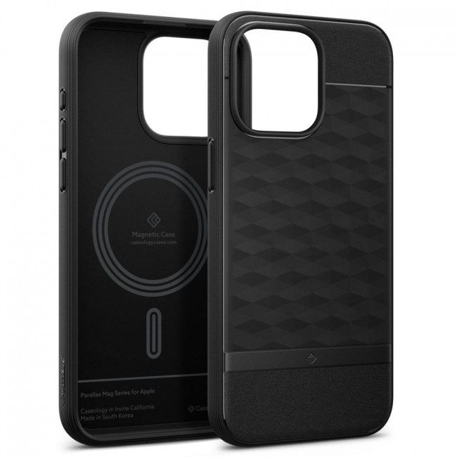 Caseology iPhone 15 Pro Parallax Mag Θήκη Σιλικόνης με Σκληρό Πλαίσιο και MagSafe - Matte Black