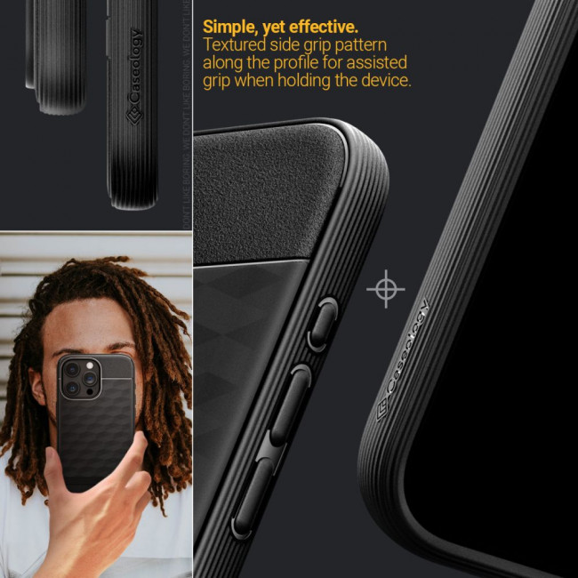 Caseology iPhone 15 Pro Parallax Mag Θήκη Σιλικόνης με Σκληρό Πλαίσιο και MagSafe - Matte Black