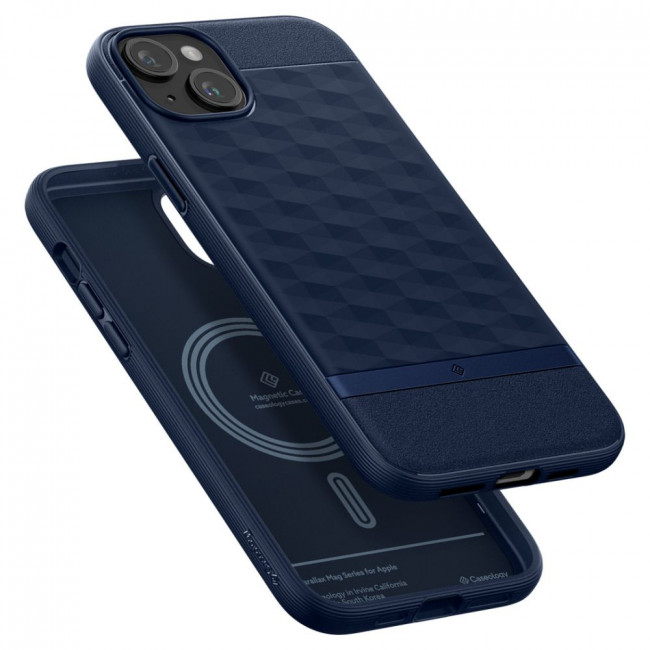 Caseology iPhone 15 Parallax Mag Θήκη Σιλικόνης με Σκληρό Πλαίσιο και MagSafe - Midnight Blue