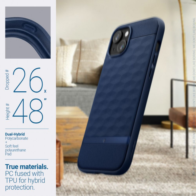 Caseology iPhone 15 Parallax Mag Θήκη Σιλικόνης με Σκληρό Πλαίσιο και MagSafe - Midnight Blue