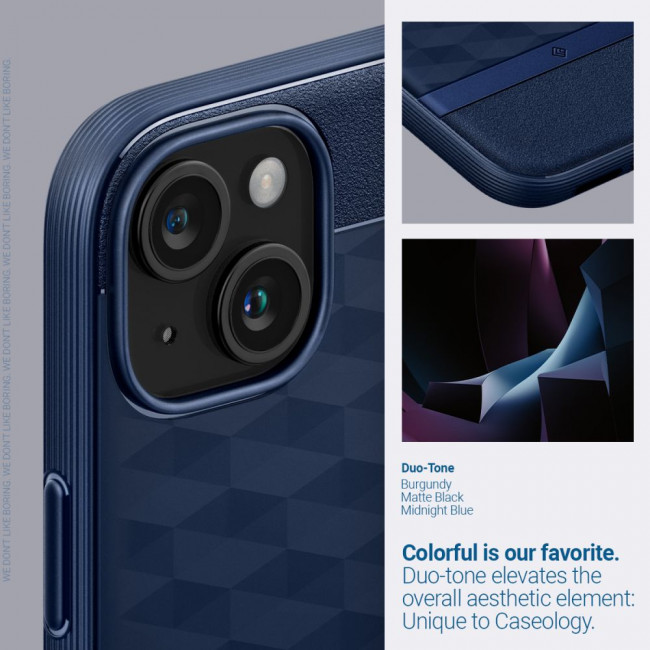 Caseology iPhone 15 Parallax Mag Θήκη Σιλικόνης με Σκληρό Πλαίσιο και MagSafe - Midnight Blue