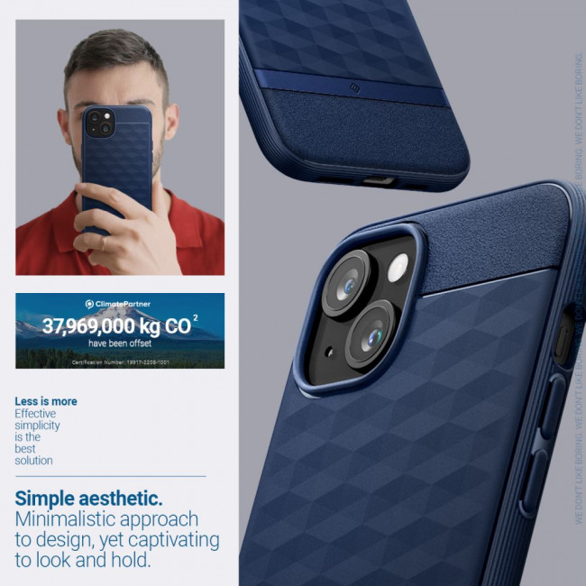 Caseology iPhone 15 Parallax Mag Θήκη Σιλικόνης με Σκληρό Πλαίσιο και MagSafe - Midnight Blue