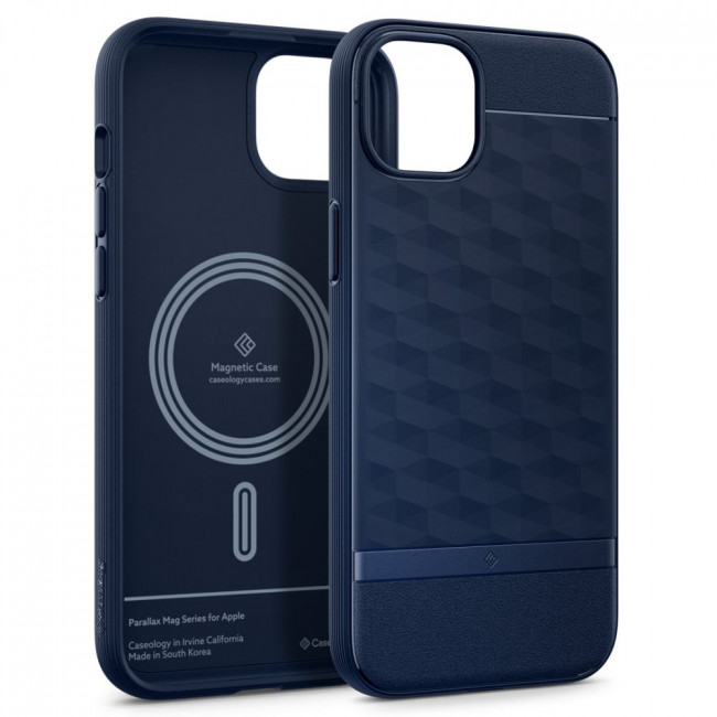 Caseology iPhone 15 Parallax Mag Θήκη Σιλικόνης με Σκληρό Πλαίσιο και MagSafe - Midnight Blue