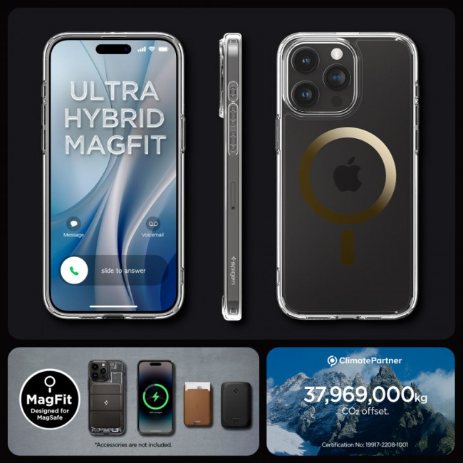 Spigen iPhone 15 Pro Ultra Hybrid Mag Σκληρή Θήκη με Πλαίσιο Σιλικόνης Και MagSafe - Gold