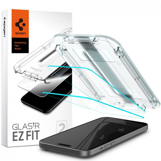 Spigen iPhone 15 / iPhone 16 Glas.TR EZ Fit 0.2mm 2.5D 9H Tempered Glass Αντιχαρακτικό Γυαλί Οθόνης - 2 Τεμάχια - Clear - AGL06903