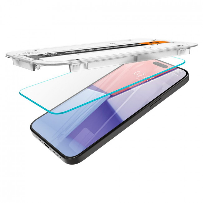 Spigen iPhone 15 Pro Glas.TR EZ Fit 0.2mm 2.5D 9H Tempered Glass Αντιχαρακτικό Γυαλί Οθόνης - 2 Τεμάχια - Clear - AGL06892